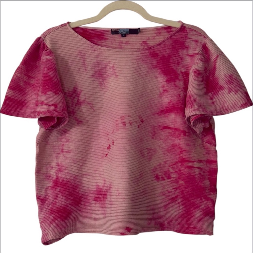Eva Franco for Anthropologie Pink Tie-Dye Short‎ Sleeve Top